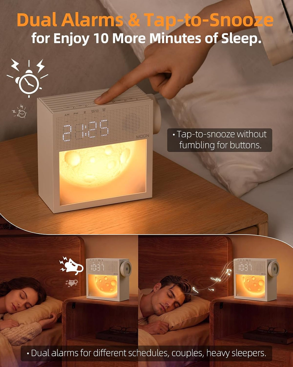 BokefoPersonalCare Sunrise Alarm Clock and White Noise Sound Machine with 20 Soothing Sounds Moonlight Night Light Dual Alarms Bedroom Deco…