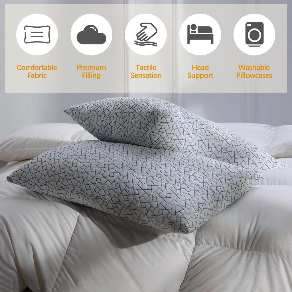 Frohaul Shredded Memory Foam Bed Pillows Adjustable Hotel Quality Pillows for Side, Back and Stomach Sleeper, Breathable Washable Cover, Oe…