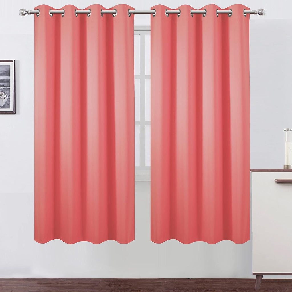 Lemomo Coral Thermal Blackout Curtains/52 x 72 Inch/Set of 2 Panels Room Darkening Curtains for Bedroom 72 Inch silver