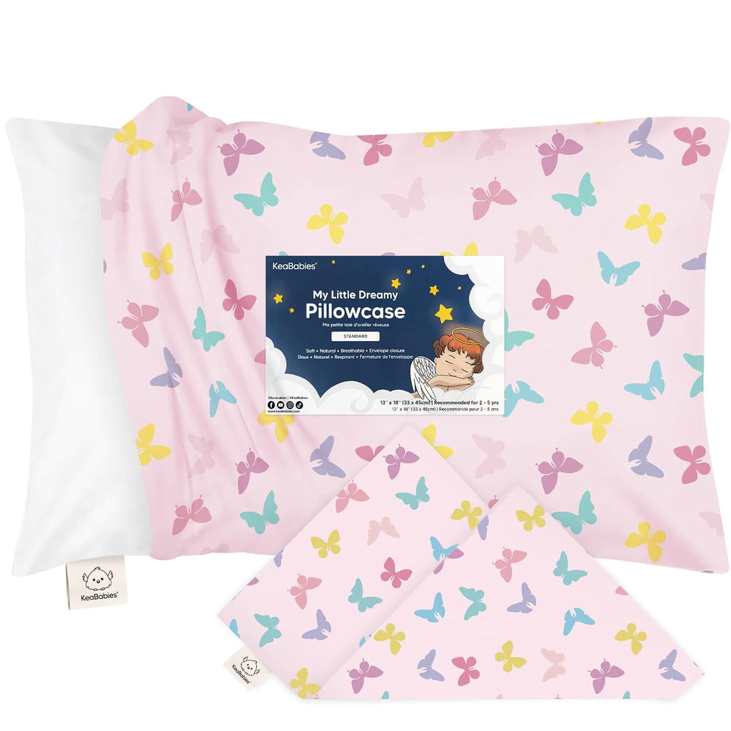 KeaBabies Toddler Pillowcase 13"x18" - Organic Cotton Toddler Pillowcase for Kids, Boys, Girls, Soft & Durable Cotton Cover for Miniature…