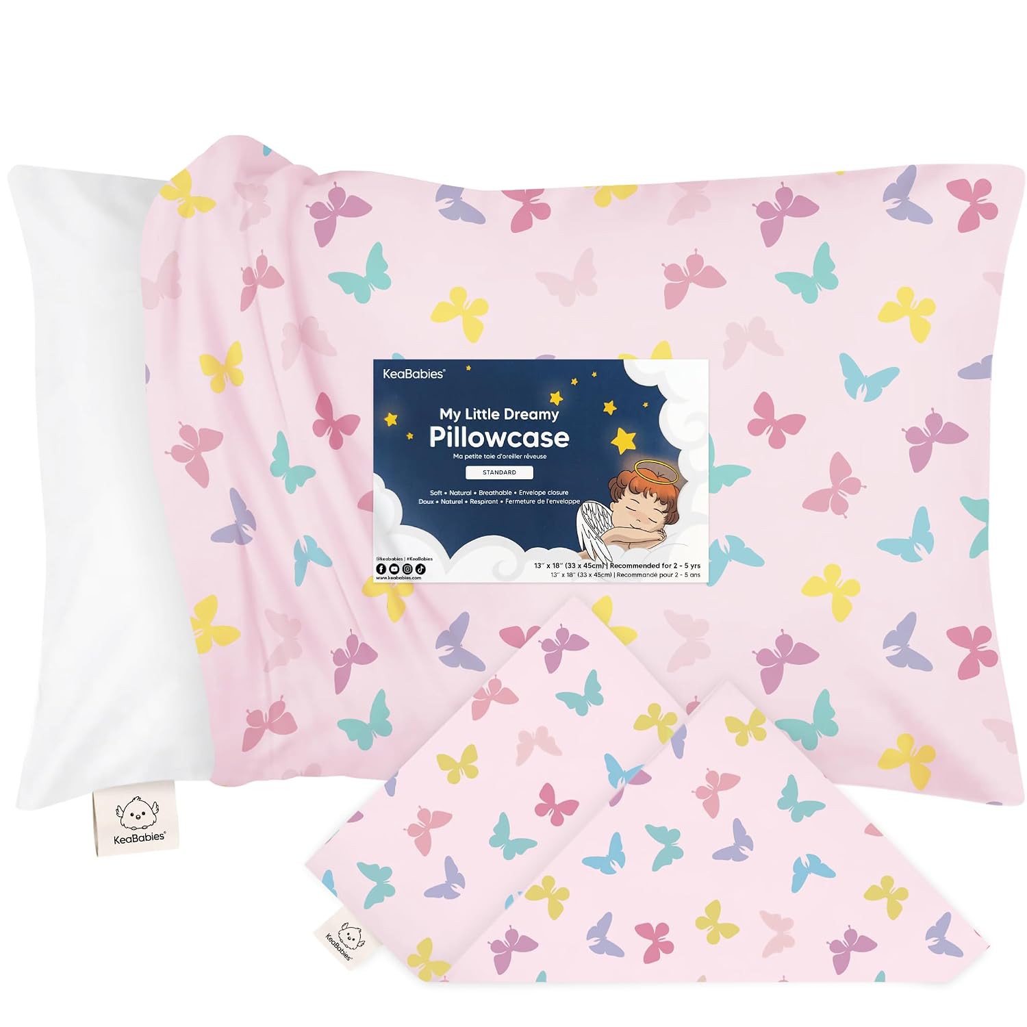 KeaBabies Toddler Pillowcase 13"x18" - Organic Cotton Toddler Pillowcase for Kids, Boys, Girls, Soft & Durable Cotton Cover for Miniature…