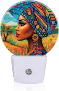 LED Night Lights Lamp with Dusk to Dawn Sensor, African Woman with Strong Ethnic Style Night Light Plug Into Wall for Kids Room, Bedroom…
