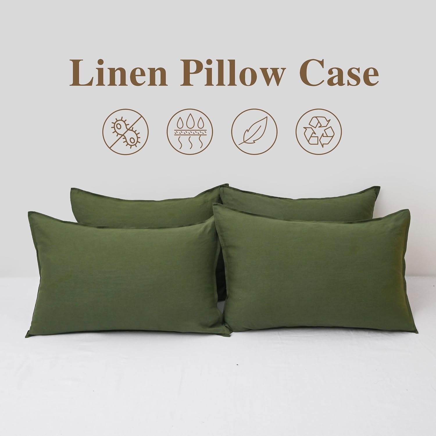 Chuffed Linen Pillowcases 2 Pack 100% Linen Standard Pillow Cases, Breathable and Cooling Washed Pillowshams with Zipper Closure, 20x30 Inc…
