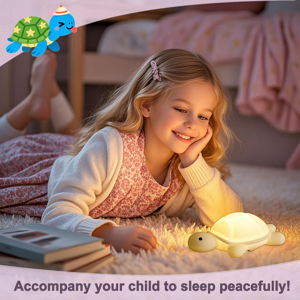 Posshe Turtle Night Light, Sea Turtle Gifts, Cute Soft Silicone Squishy LED Lamp with 7 RGB Colors, Dimmable, Timer, Touch Control, Kids'…