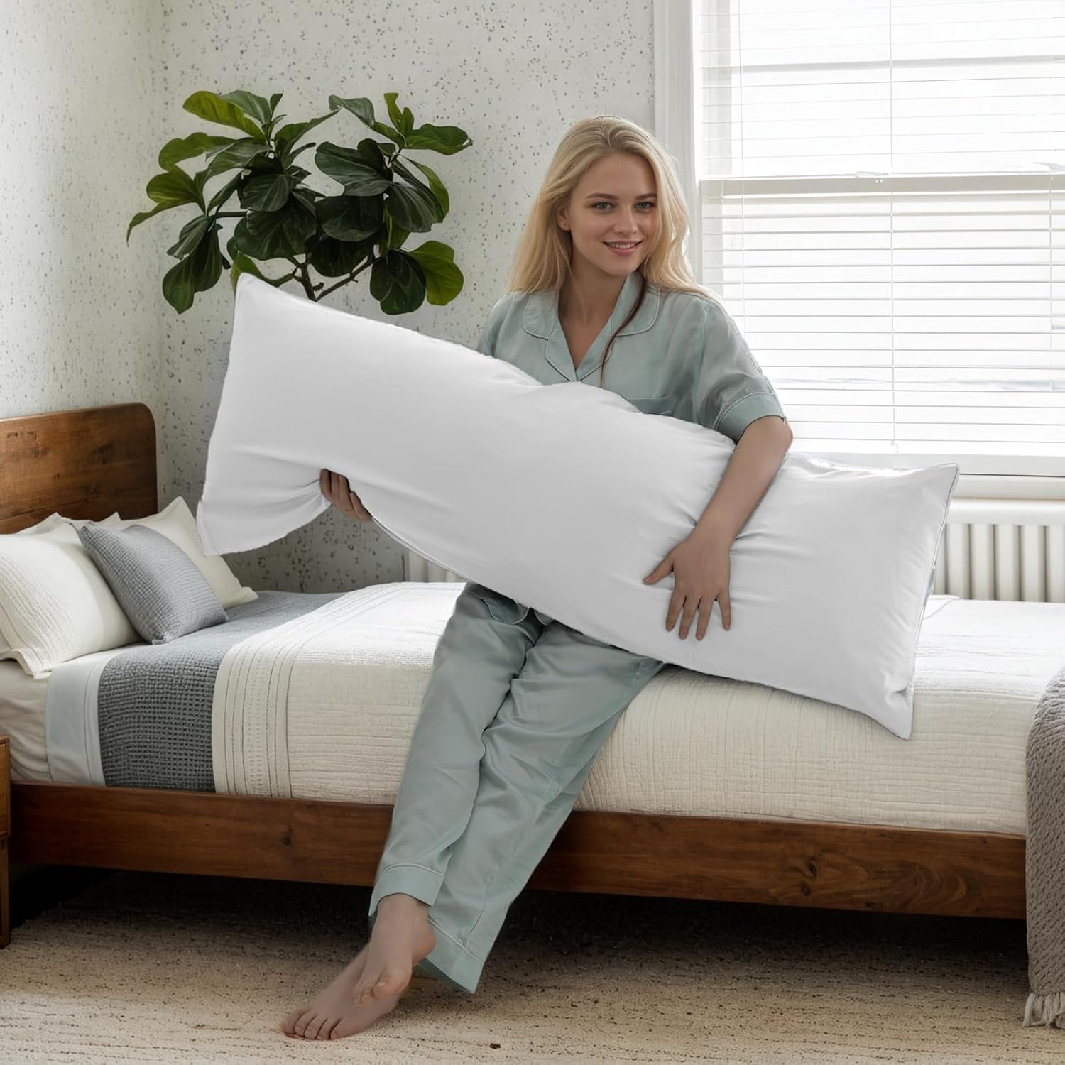 Body Cooling Pillow Cases Cover, Bamboo Rayon White Body Pillowcases with Zipper Closure, Cool and Breathable Pillow Case for Hot…