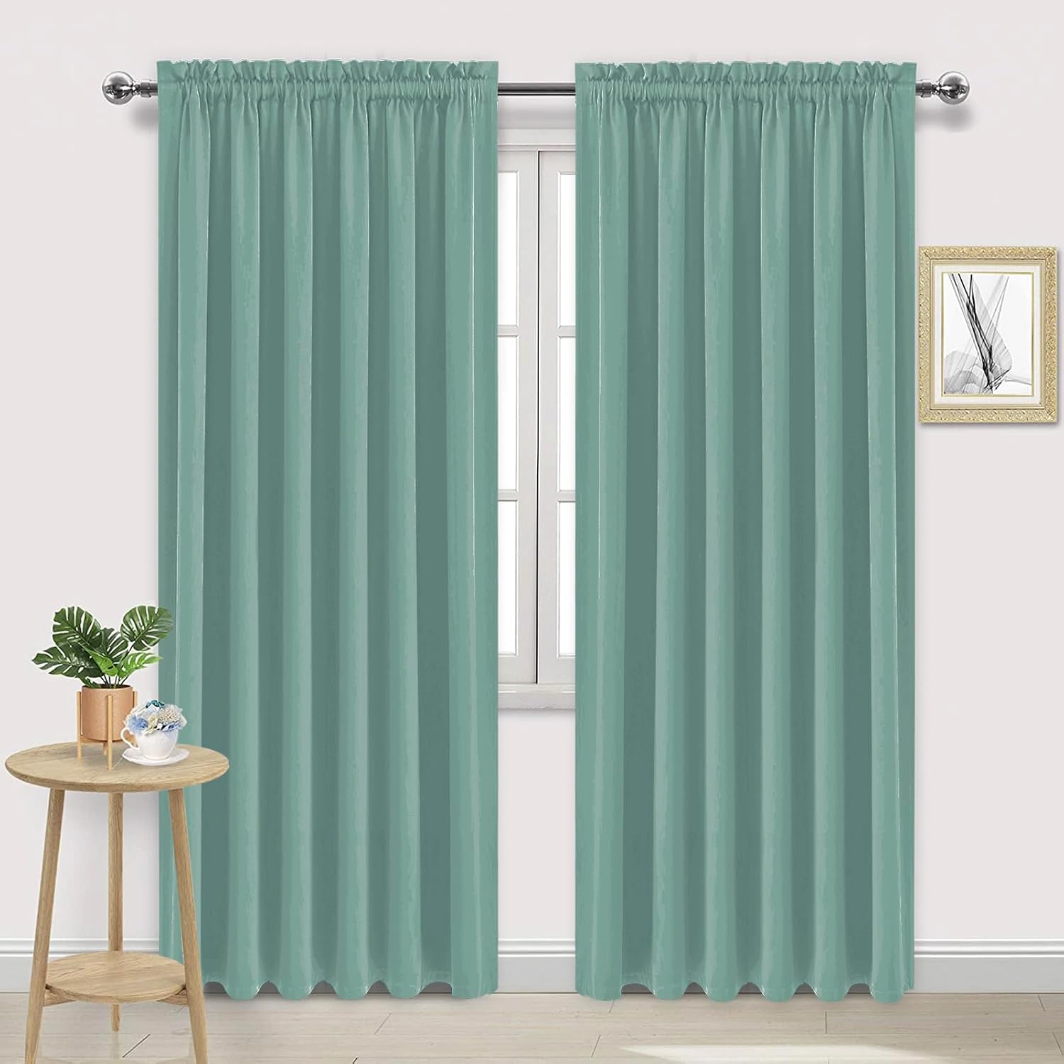 DWCN Blackout Curtains for Living Room Thermal Insulated, Energy Saving & Noise Reducing Bedroom Curtains, Sage Green, W 70x L 84 Inch…