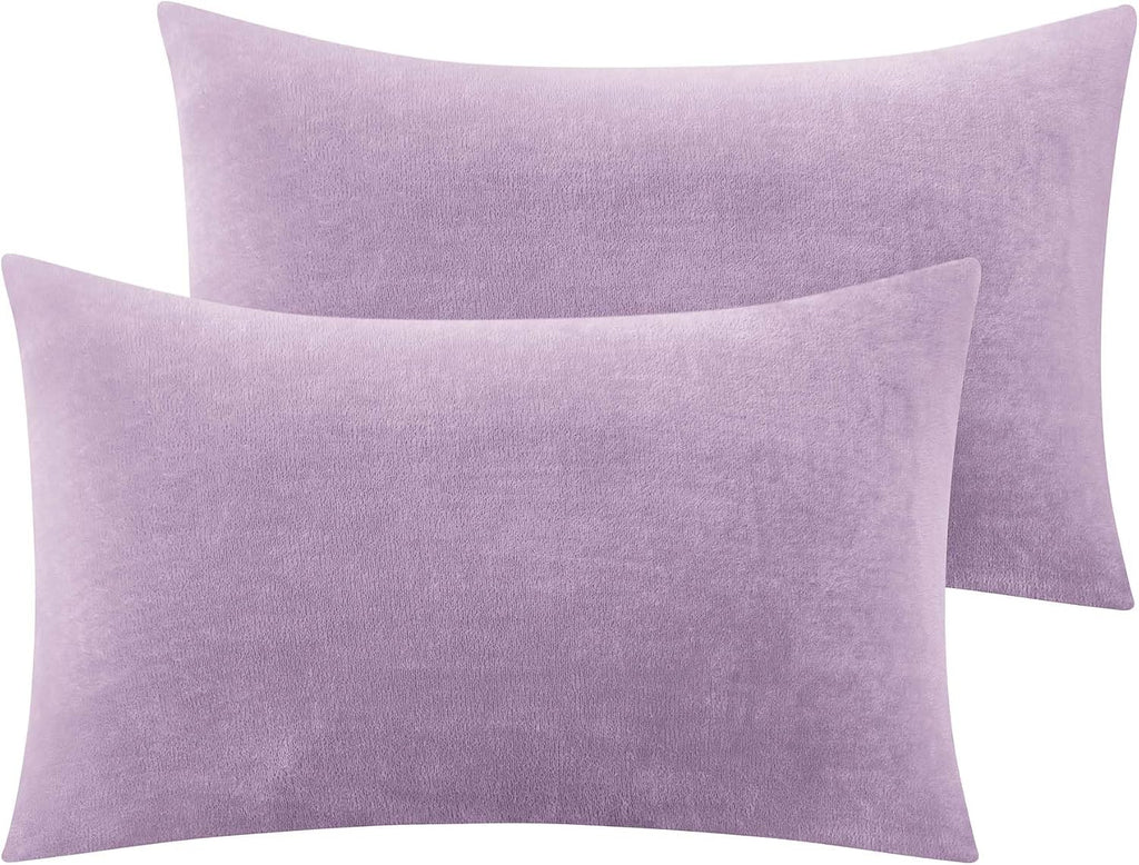 Bedelite Flannel Pillowcases Standard Set of 2, Super Soft Fleece Pillow Case Cover with Zipper for Bedroom, Sofa, Couch, Luxury Cozy Fuzzy…