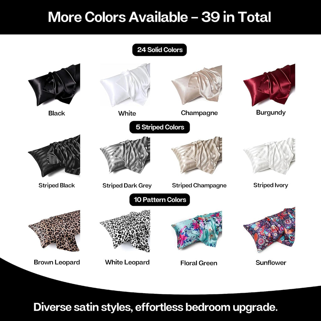 MR&HM Satin Body Pillow Cover, Soft and Breathable Body Pillow Case with Envelope Closure, Cooling and Silky Long Pillowcase for Hair and…