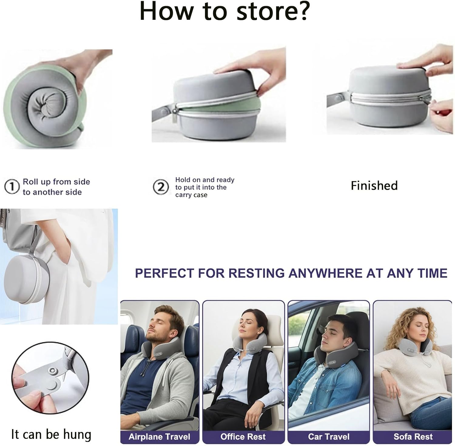 Travel Pillow with Cool Material, Neck Pillow for Traveling 100% Pure Memory Foam, Travel Neck Pillow with Hard Case, Airplane Pillow for…