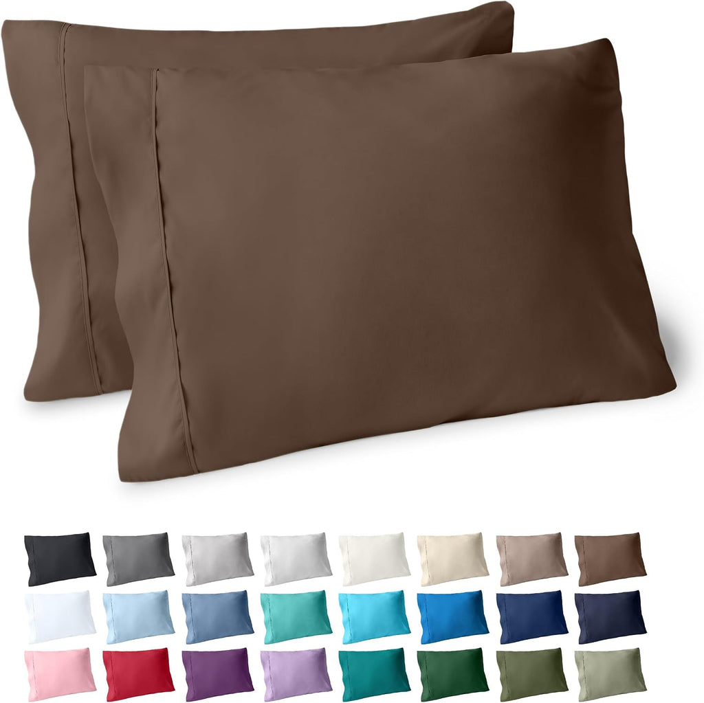 BareHome Bare Home Microfiber Pillow Cases - Standard/Queen Size Set of 2 - Cooling Pillowcases - Double Brushed - Cocoa Pillowcases 2 Pack…