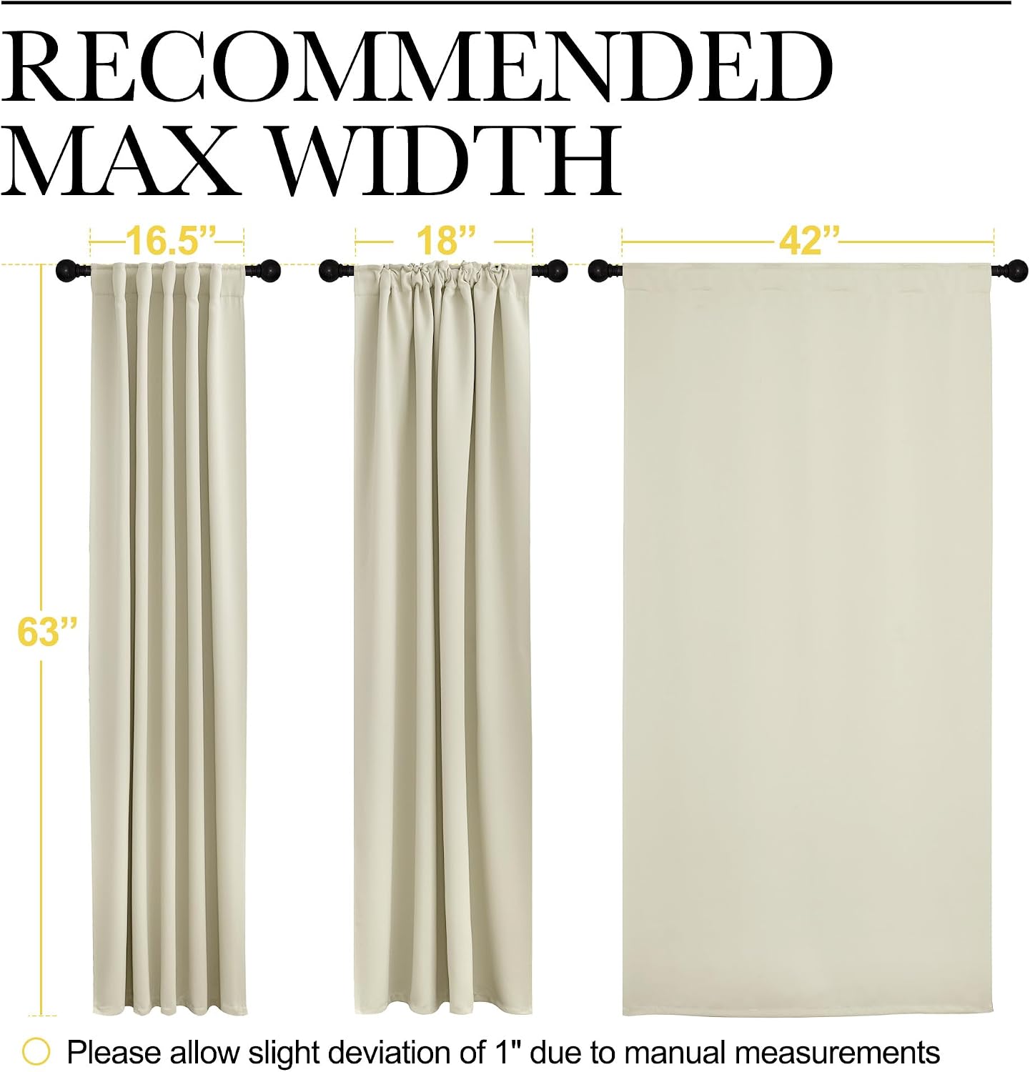 NICETOWN Blackout Curtain Panels for Living Room - (Beige Color) 42x63 Inch, 2 Panels Set, Thermal Insulated Room Darkening Blackout…