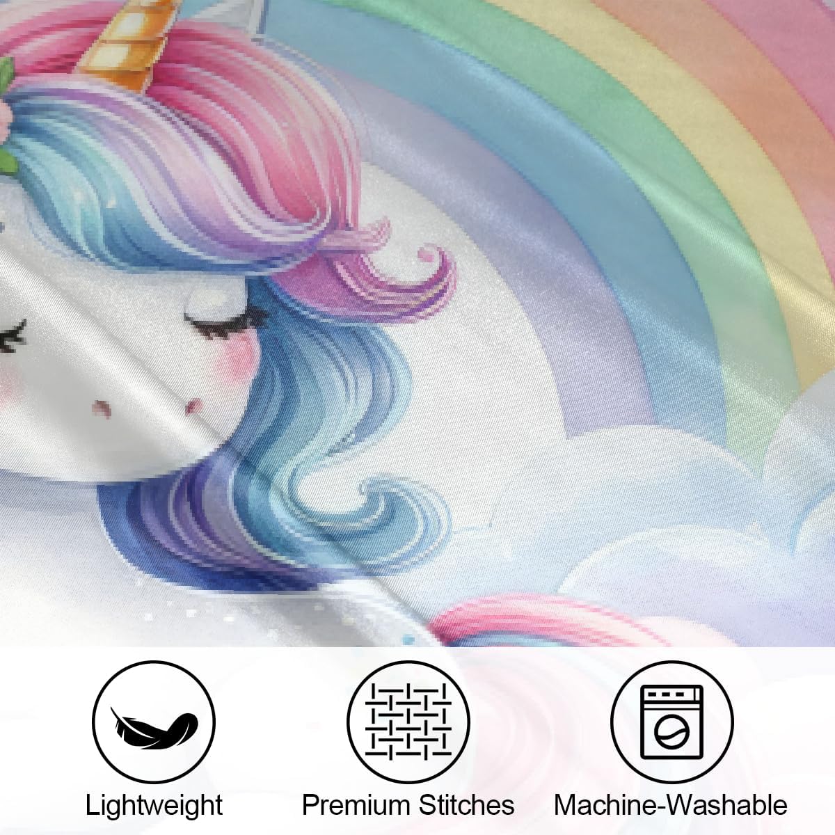 Satin Pillowcase for Hair and Skin Rainbow Pink Aniaml Unicorn Soft Silk Pillow Case with Envelope Closure Cooling Pillow Cases Slip King…