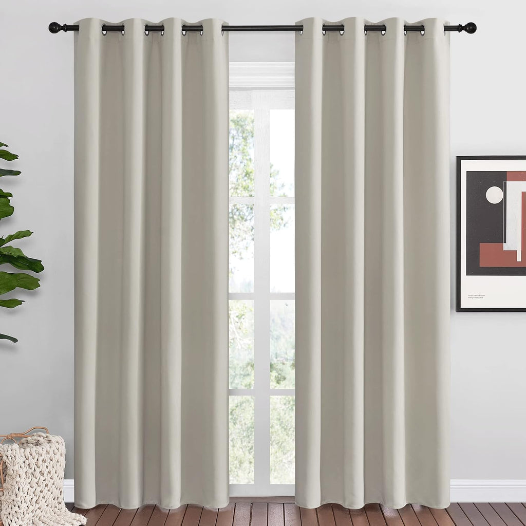 Nicetown Natural Room Darkening Curtains 86" Long for Boho Farmhouse Home Decoration, Window Treatment Total Privacy Drape Panels for Bedro…