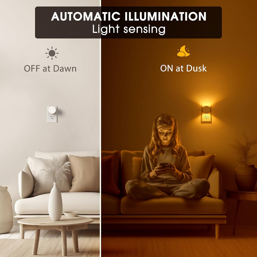 WelcometoBriigniteenjoyyourtimehere Briignite Night Light [2 Pack], Night Lights Plug Into Wall, 3 Adjustable Brightness Levels, Dusk to Da…