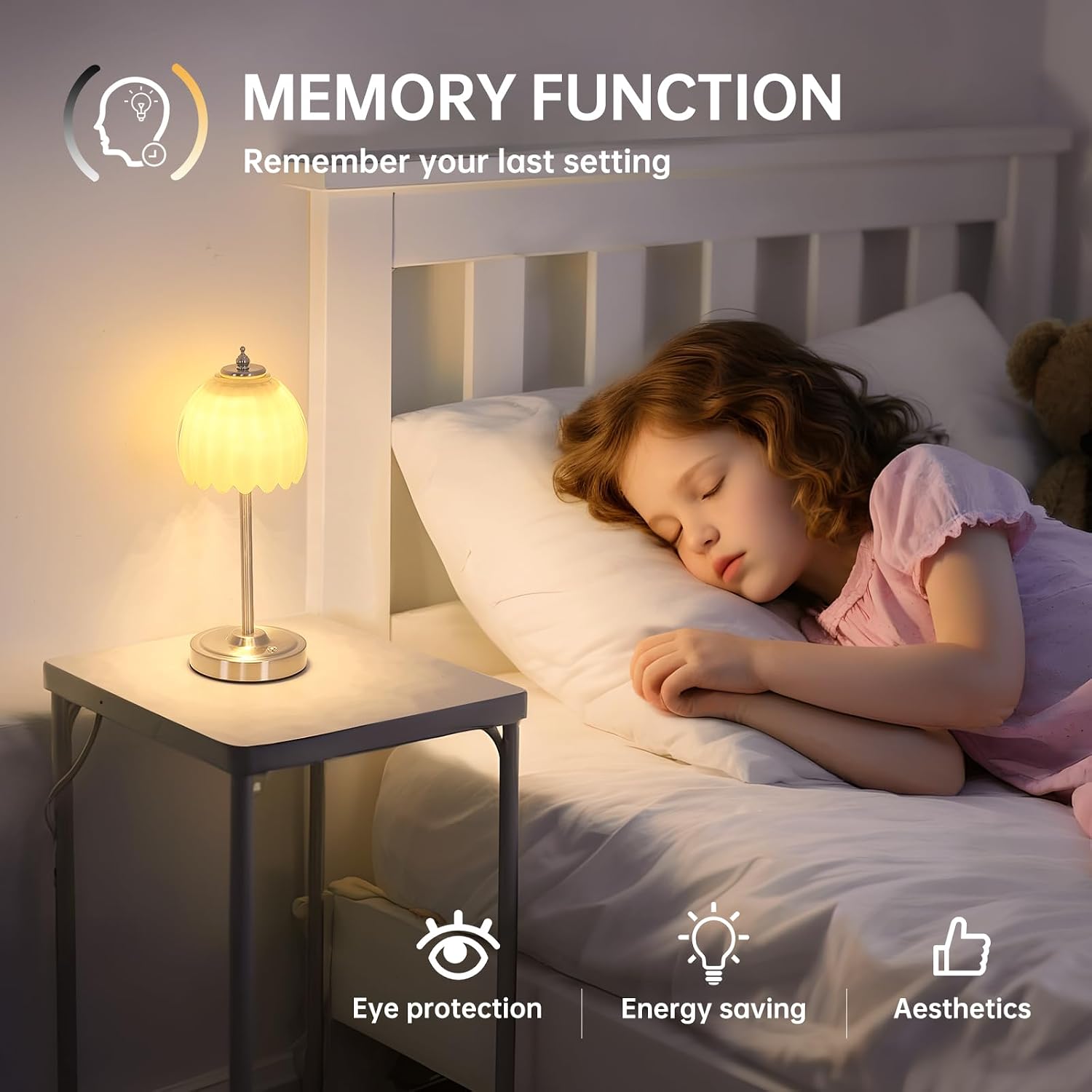 Shenmoyl Tulip Table Lamp with 5200mAh Battery & Touch Control, Cordless Small Table Lamp with 3 Colors, Dimmable Rechargeable Table…
