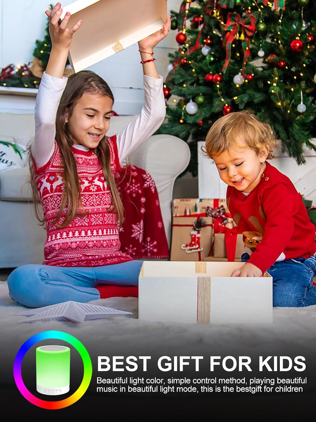 Touch Bedside Lamp with Bluetooth Speaker, Colorful Night Light Dimmable, Outdoor Table Lamp with Touch Control, Best Gift for Teens Kids…