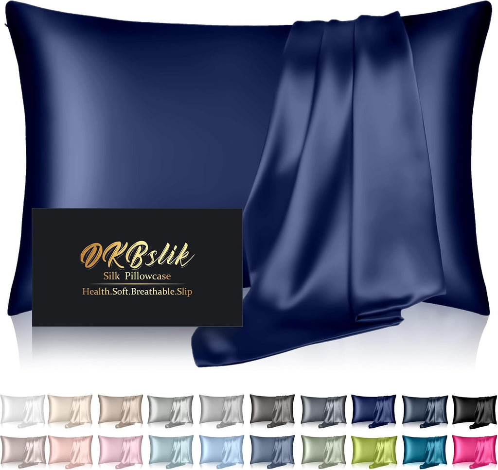 Home Silk Pillowcase for Hair and Skin, Mulberry Silk Pillow Cases Queen Size, Anti Acne Cooling Beauty Sleep Both Sides Natural Silk Satin…