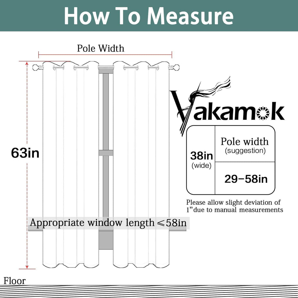 Yakamok Dove Grey Room Darking 63 Inch Length 2 Panel Sets for Livingroom Dining Room Darkening Thermal Insulated Bay Window Hotel Modern…