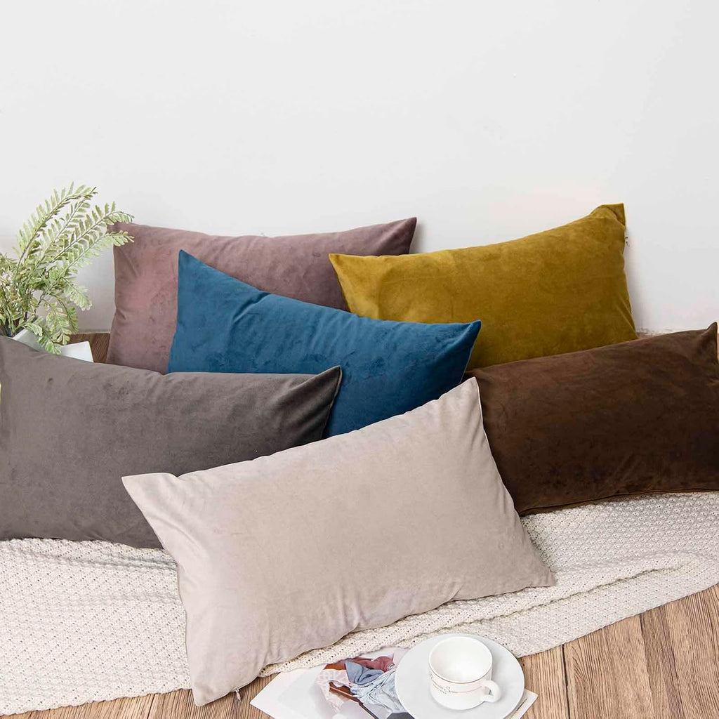 Juspurbethome JUSPURBET Brown Throw Pillow Covers Set of 2 Decorative 22x22 Velvet Pillow Covers for Couch Sofa Bed Soft Cushion Covers Cas…