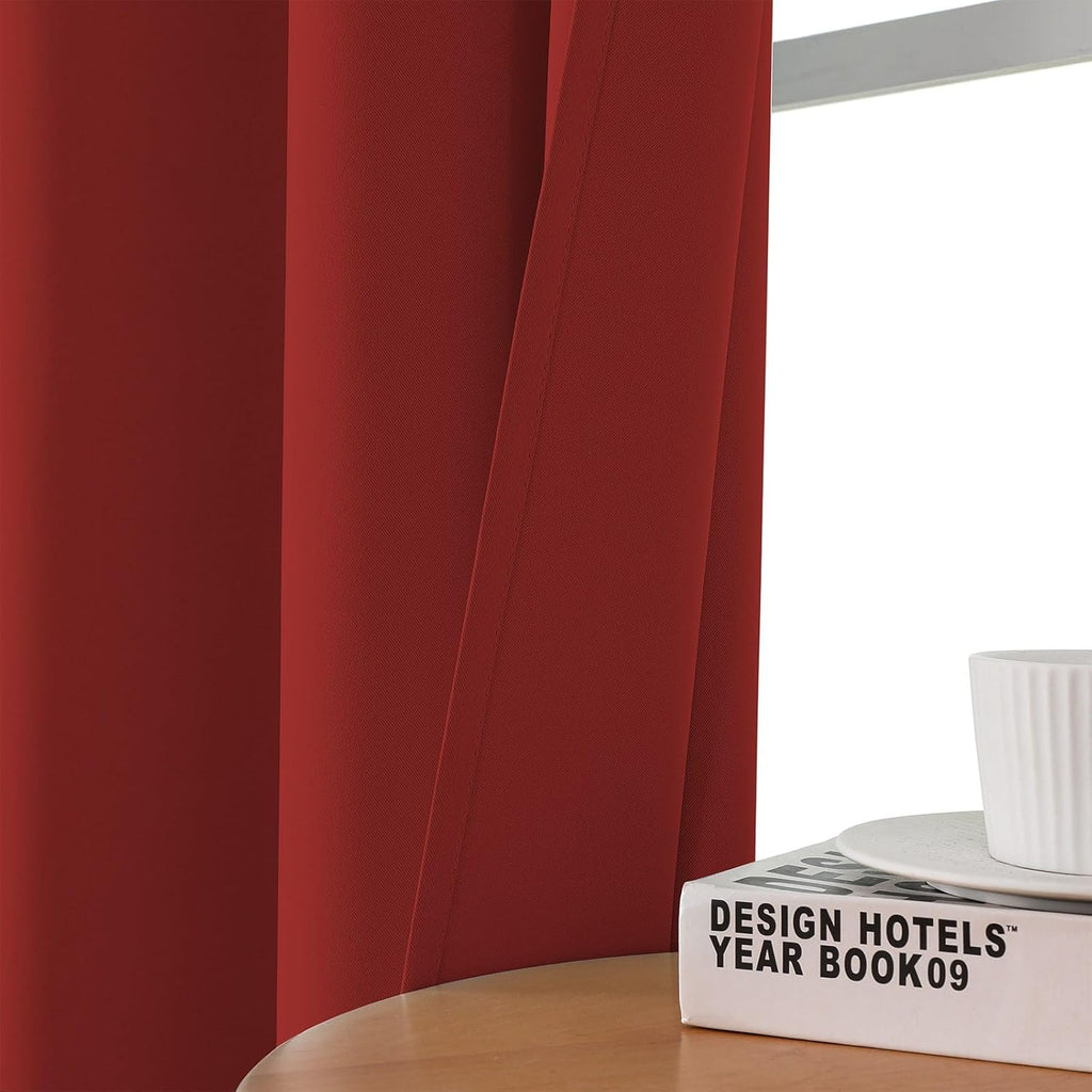 Cucraf Red Blackout Curtains 96 inch Length 2 Panels Set, Room Darkening Drapes for Living Room Bedroom, Thermal Insulated Light Blocking G…