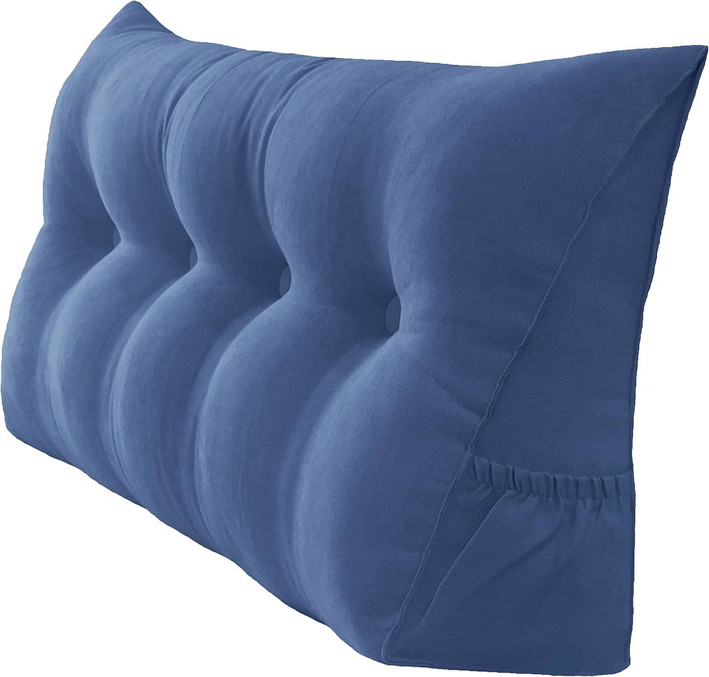 Peachwell Handmade Headboard Pillow- Triangular Wedge Support Large Bolster Cushion Headboard Backrest Pillow with Two Large Side Pockets…