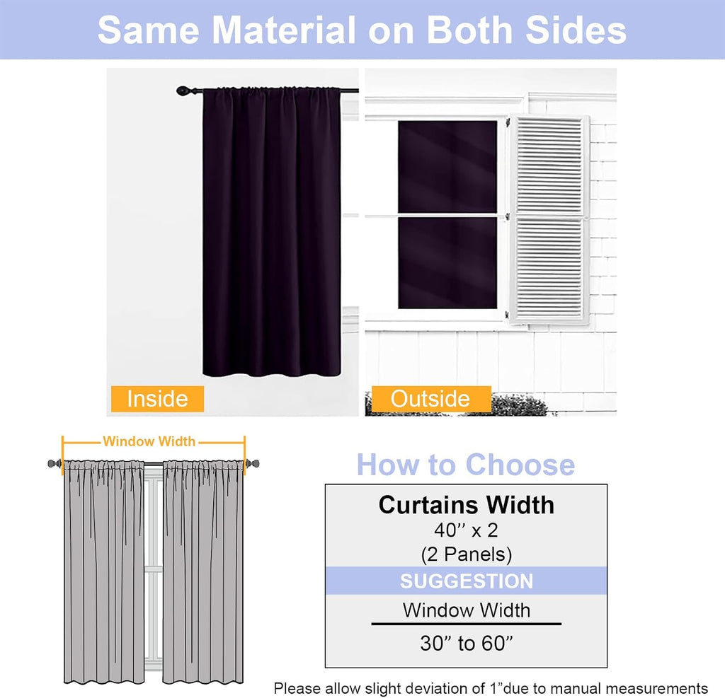 Simplebrand Ava BlackBerry Blackout Curtains for Bedroom 96 Inches Long 2 Panels, Solid Thermal Insulated, Energy Saving Nursery Window Tre…