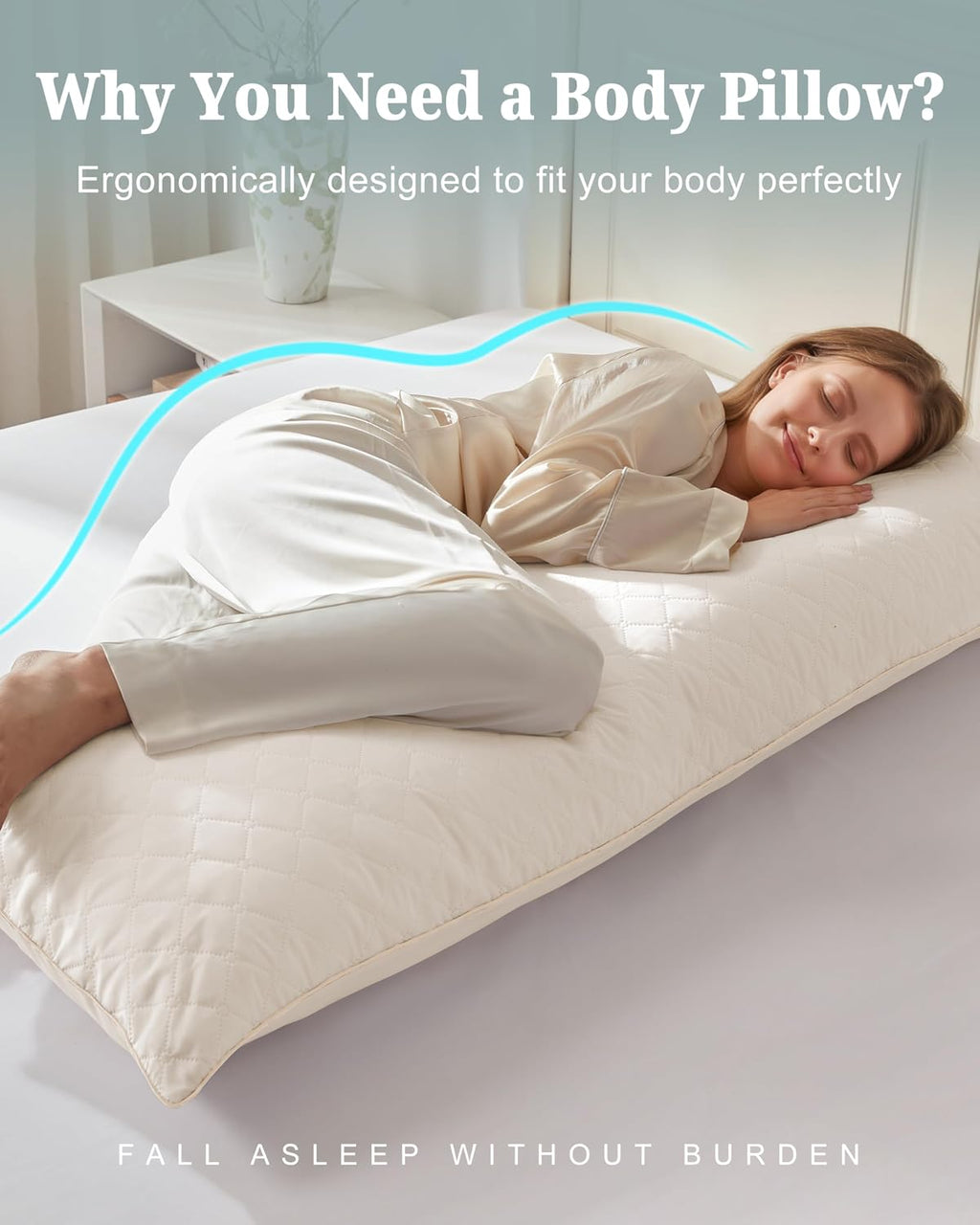 YZ HOME Long Body Pillow for Adults, Firm Body Pillow Shredded Memory Foam, Adjustable Height, Support for Side Sleeping & Pregnant Women…