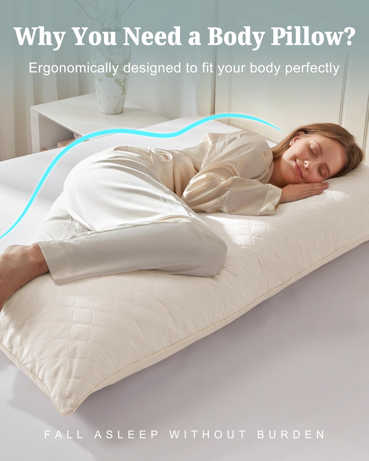 YZ HOME Long Body Pillow for Adults, Firm Body Pillow Shredded Memory Foam, Adjustable Height, Support for Side Sleeping & Pregnant Women…