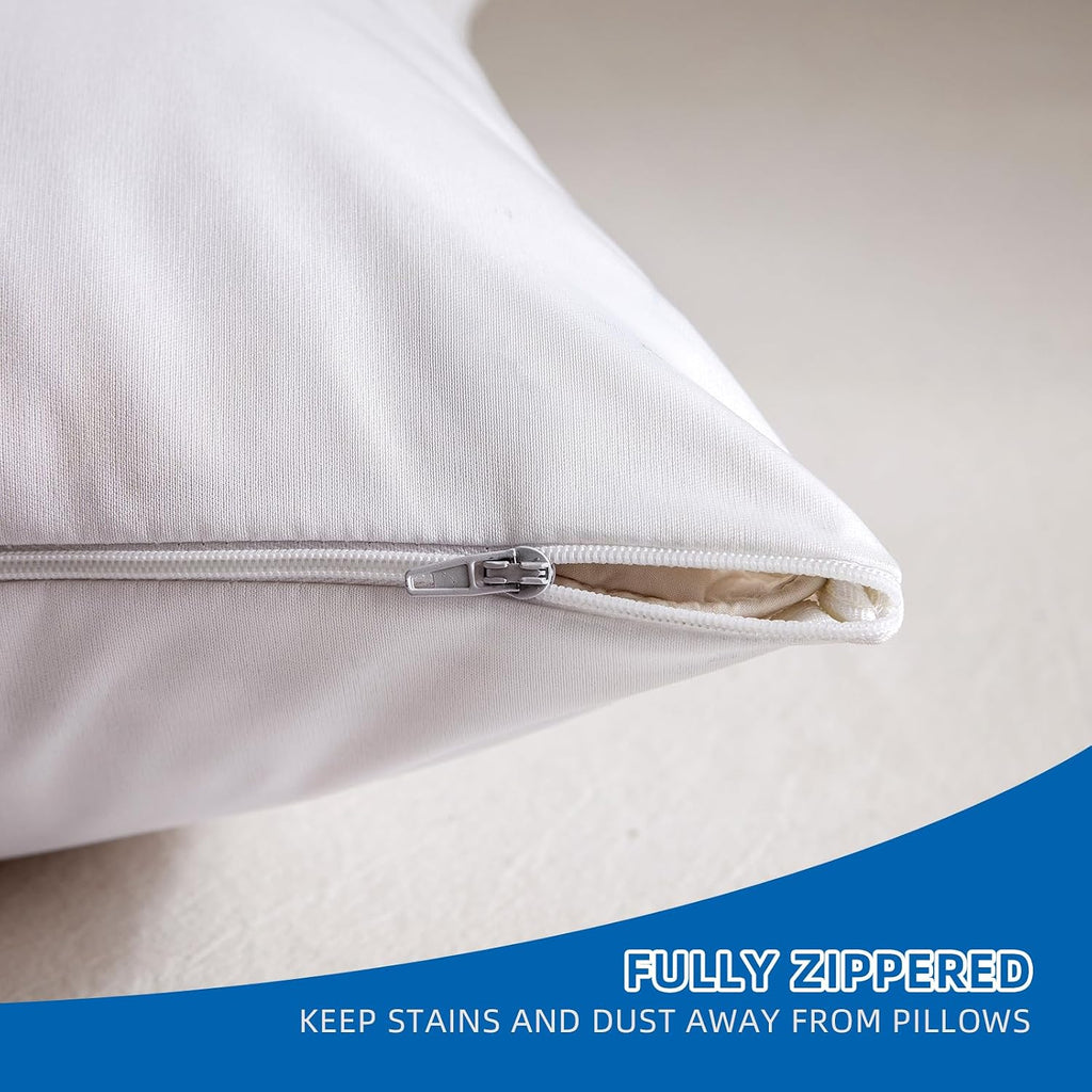 2 Pack Waterproof Pillow Protectors with Zipper King Size Zippered Pillow Case Protectors Hypoallergenic Bed Pillow Covers Encasement…