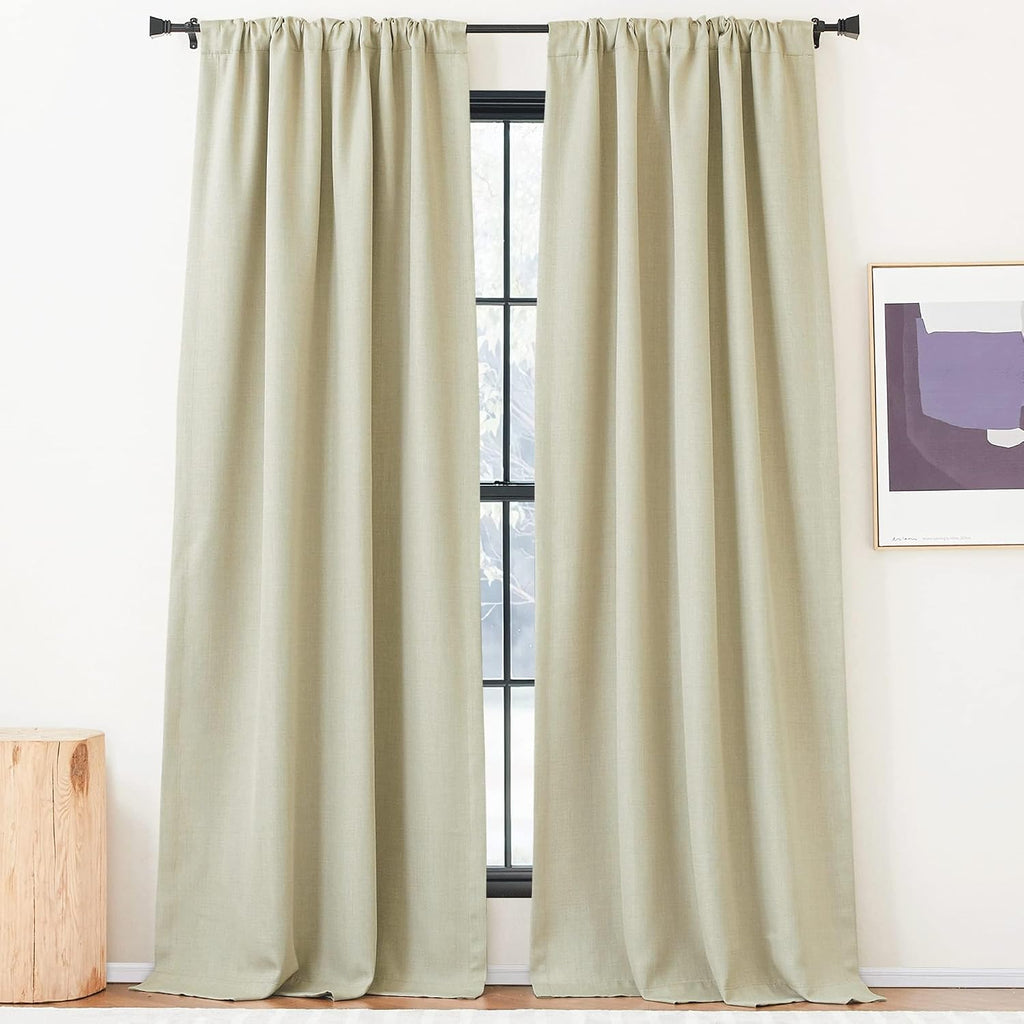 Nicetown Room Darkening Living Room Curtains 96 inches Long, Pinch Pleated Curtains Faux Linen Blend Light Blocking Noise Canceling Drapes…