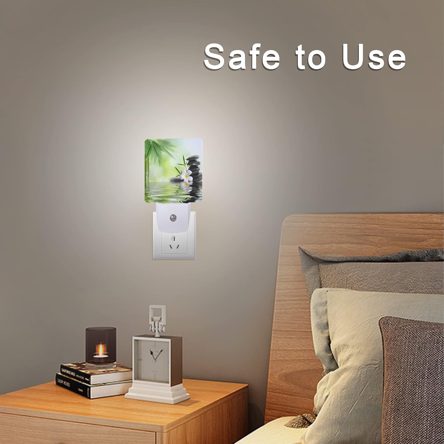 Zen Stones Bamboo Tree Jasmine Flower Spa Night Light Plug-in LED Nightlights Auto Sensor Night Lamp Dusk-to-Dawn Lamp Home Decor for…
