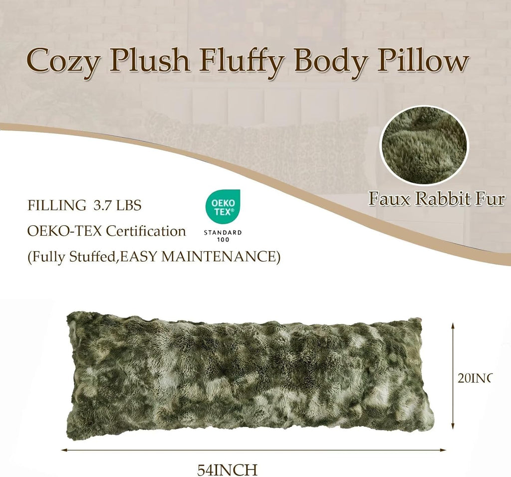 Animebody Luxury Shaggy Faux Fur Body Pillow, Fluffy Bed Pillow with Zipper Closure, Soft Decorative Plush Full Long Pillows, Fuzzy Hug Pillow…