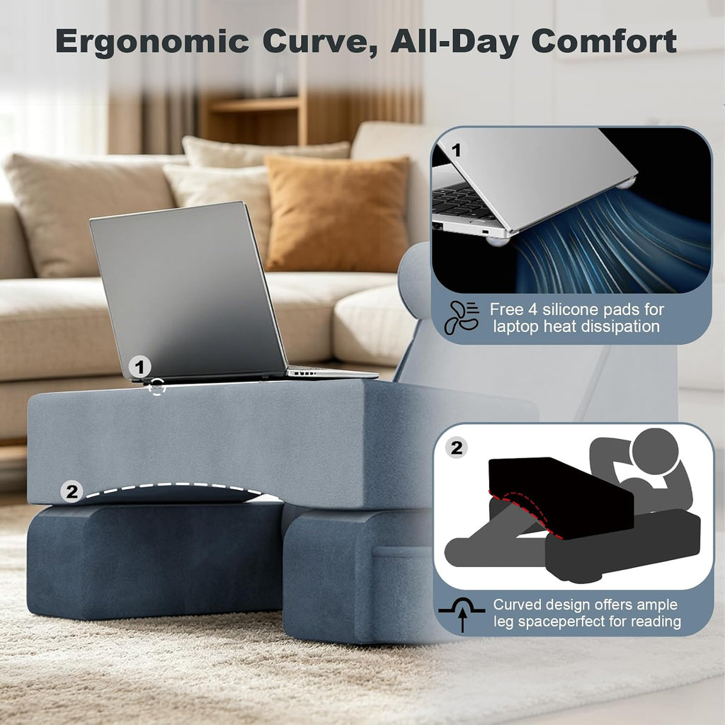 COZEER 3‐in‐1 Reading Pillow for Bed with Adjustable Independent Lumbar Support & Headrest, Wedge Pillow Set for After Surgery with…