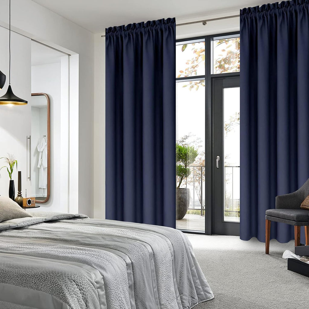 Dwcn Blackout Curtains Room Darkening Thermal Insulated Bedroom Curtains Window Curtain Panels, 38 x 84 inches Long, Set of 2 Navy Rod Pock…
