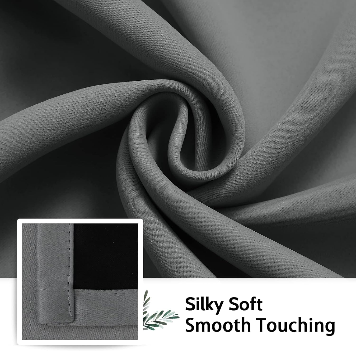 SimpleHome 100% Blackout Curtains for Bedroom, Thermal Insulated Grey Grommet Window Drapes Room Darkening Curtains for Living Room with Bla…
