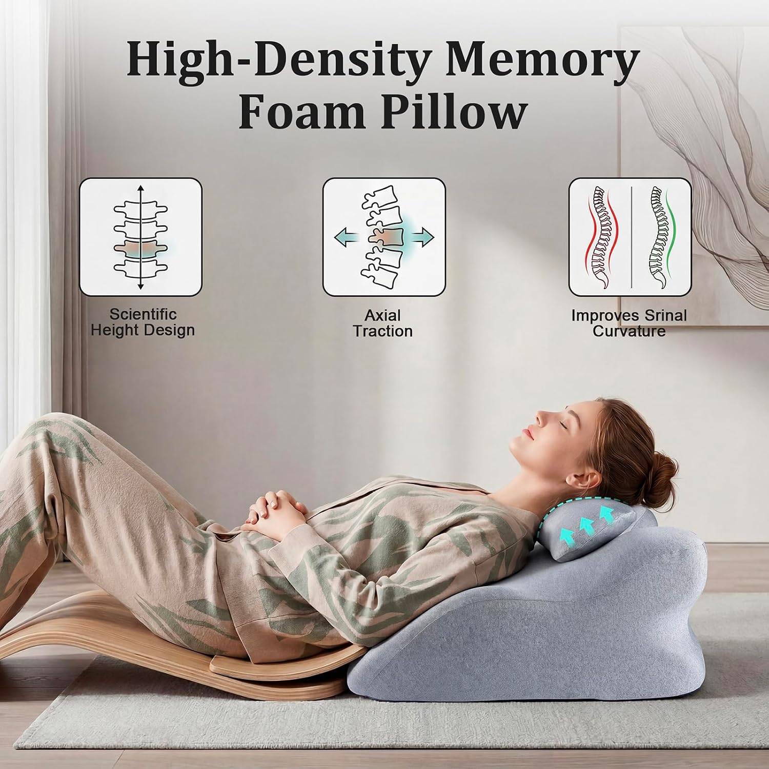 Ergonomic Contoured Support Pillow, 27°Angle Wedge Memory Foam Pillow, Multi-Functional Neck Back Waist Pillow for Bed Sleeping &…