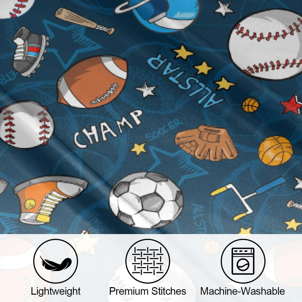 Satin Pillowcase for Hair and Skin Cartoon Baseball Football Sport Soft Silk Pillow Case with Envelope Closure Cooling Pillow Cases Slip…