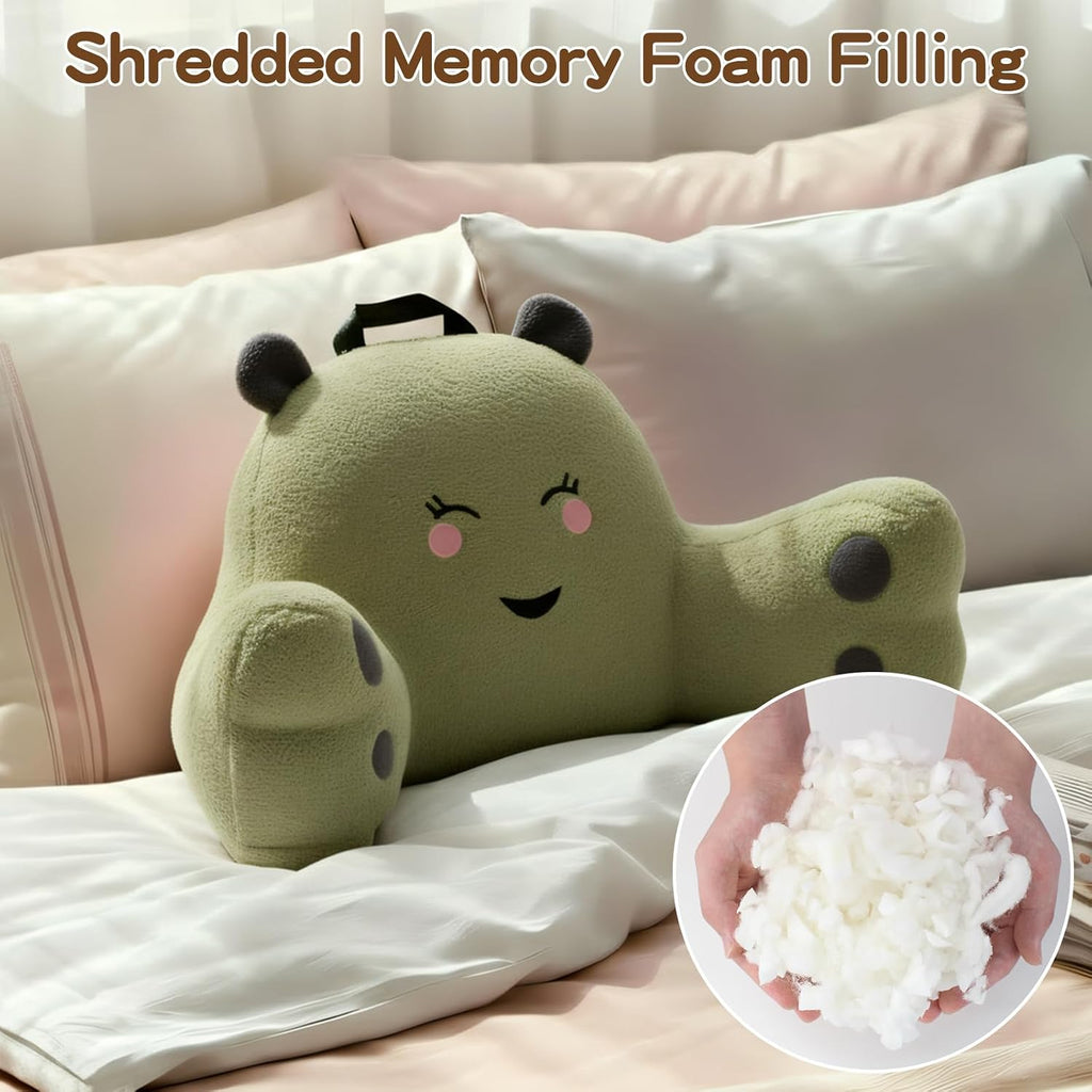 Ajicong Reading Pillow for Sitting in Bed Couch Teens/Adult, Back Rest Pillow for Sitting Up in Bed with Shredded Memory Foam, Includes Arm…