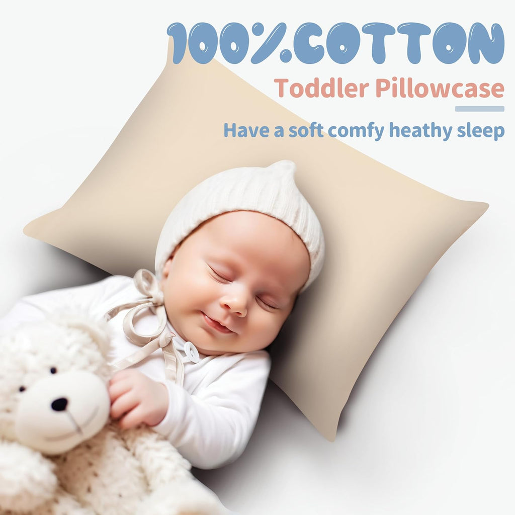 100% Egyptian Cotton Toddler Pillowcases Set of 2, 400 Thread Count Sateen Weave Small Pillow Protectors, Super Soft Breathable Zippered…