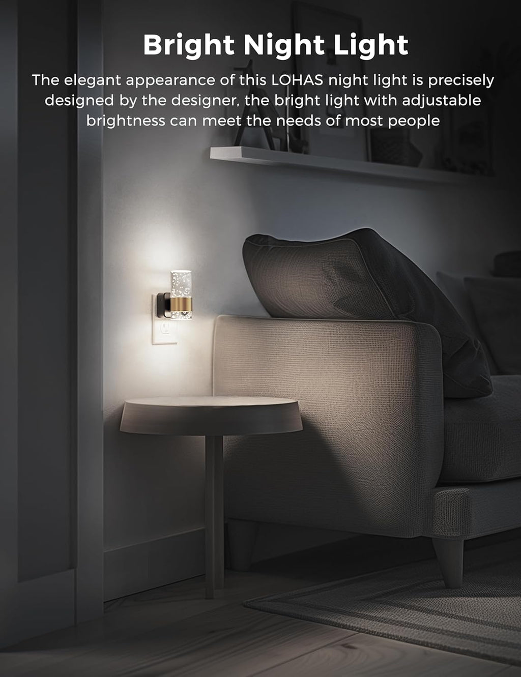 Night Lights Plug into wall, White Light LED NighLight with Adjustable Brightness, Plug in Night Light with Auto Light Sensor, Wall…