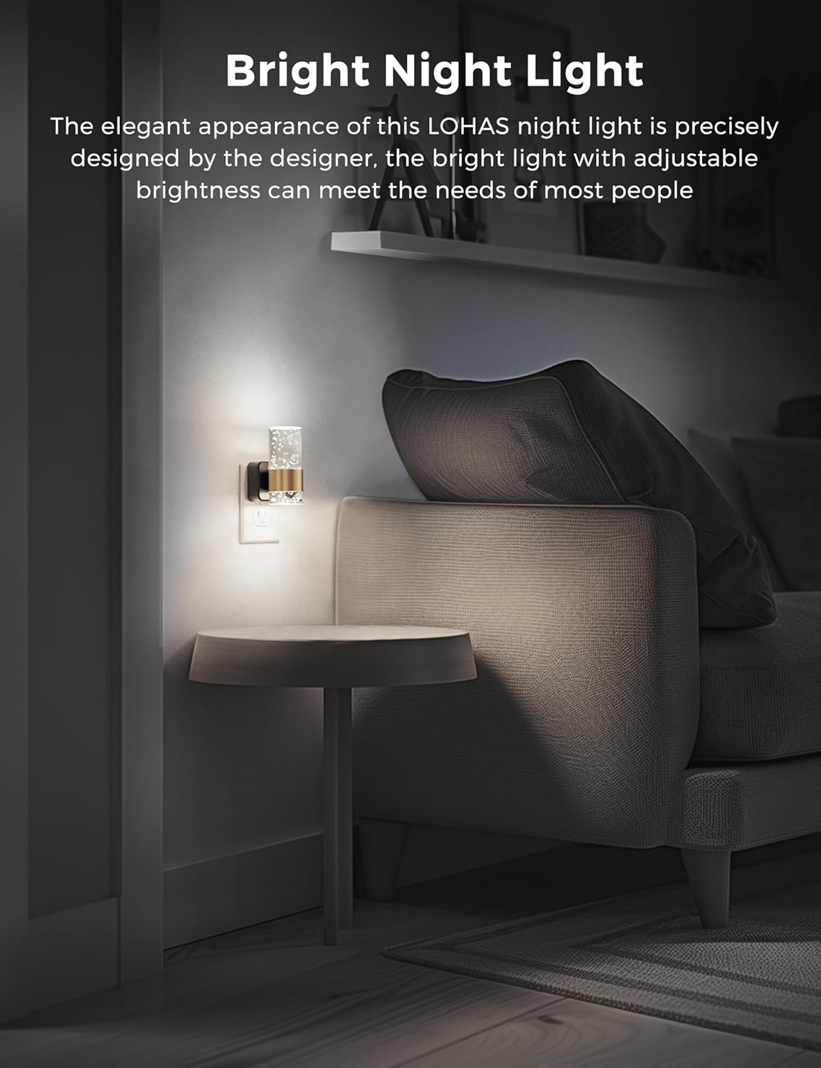 Night Lights Plug into wall, White Light LED NighLight with Adjustable Brightness, Plug in Night Light with Auto Light Sensor, Wall…