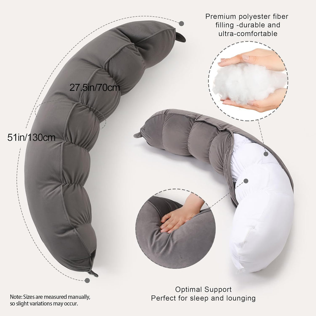 Peallow(Pat. Pend) – Long Round Body Pillow for Adults, Bolster Pillow for Sleeping, Soft and Supportive Pillow for Sleeping & Lumbar…