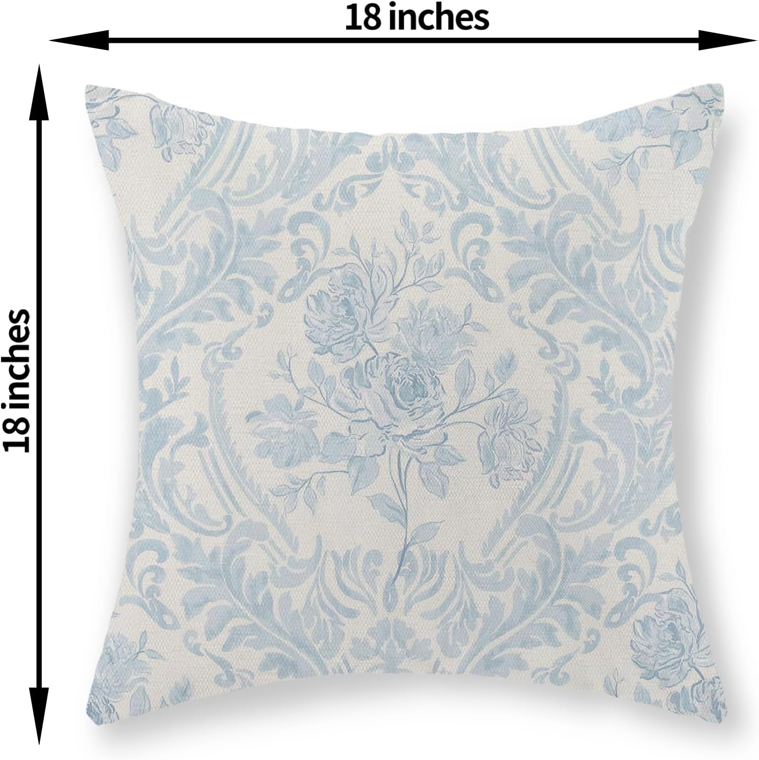 Baby Blue Pillow Covers 18x18 Inch Set of 2 Block Print Floral Throw Pillows Vintage Flower Decorative Boho Outdoor Pillow Cases…