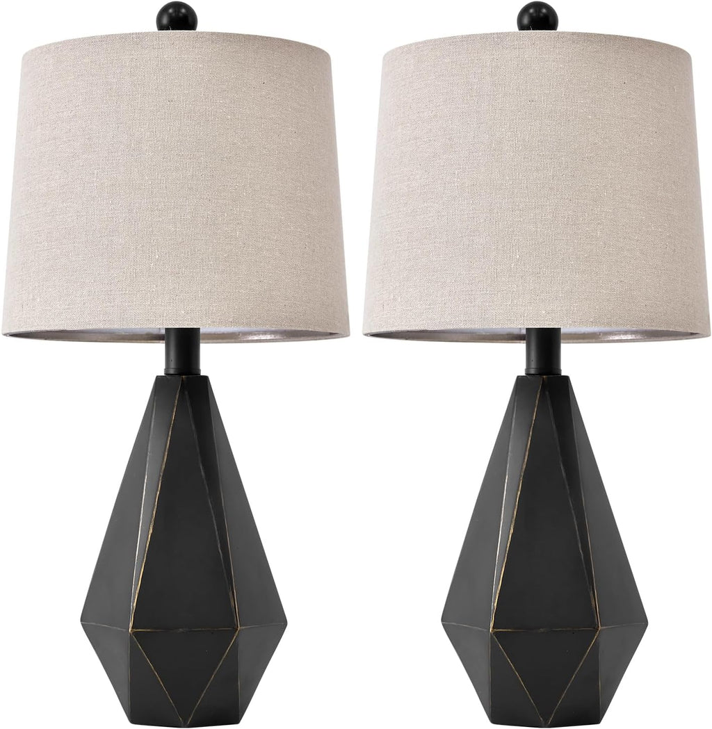 PoKat 20.25'' Table Lamps Set of 2, Bedside Lamp for nightstand, Small Farmhouse Lamps for Bedroom, Black Bedroom Lamps for Living Room…