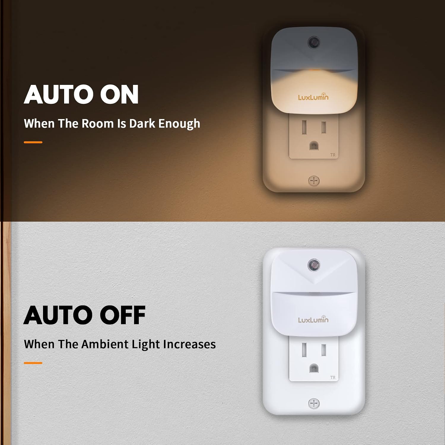 LuxLumin LED Night Lights Plug into Wall with Dusk-to-Dawn Sensor, Automatically Turn on and Off, Night Light for…