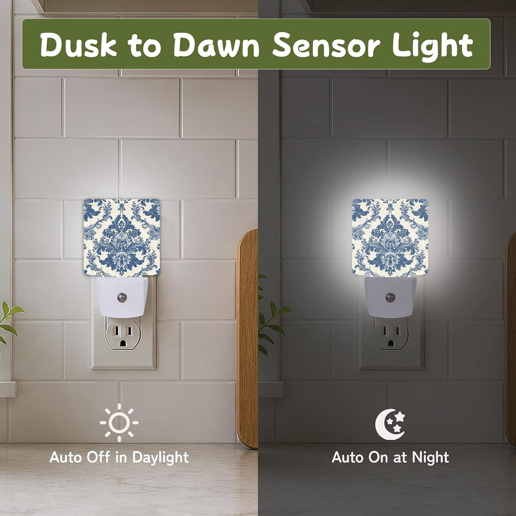 Vintage Floral Paisley Night Lights Plug into Wall, Night Light with Dusk to Dawn Sensor for Bedroom Bathroom Kitchen Hallway Stairs…