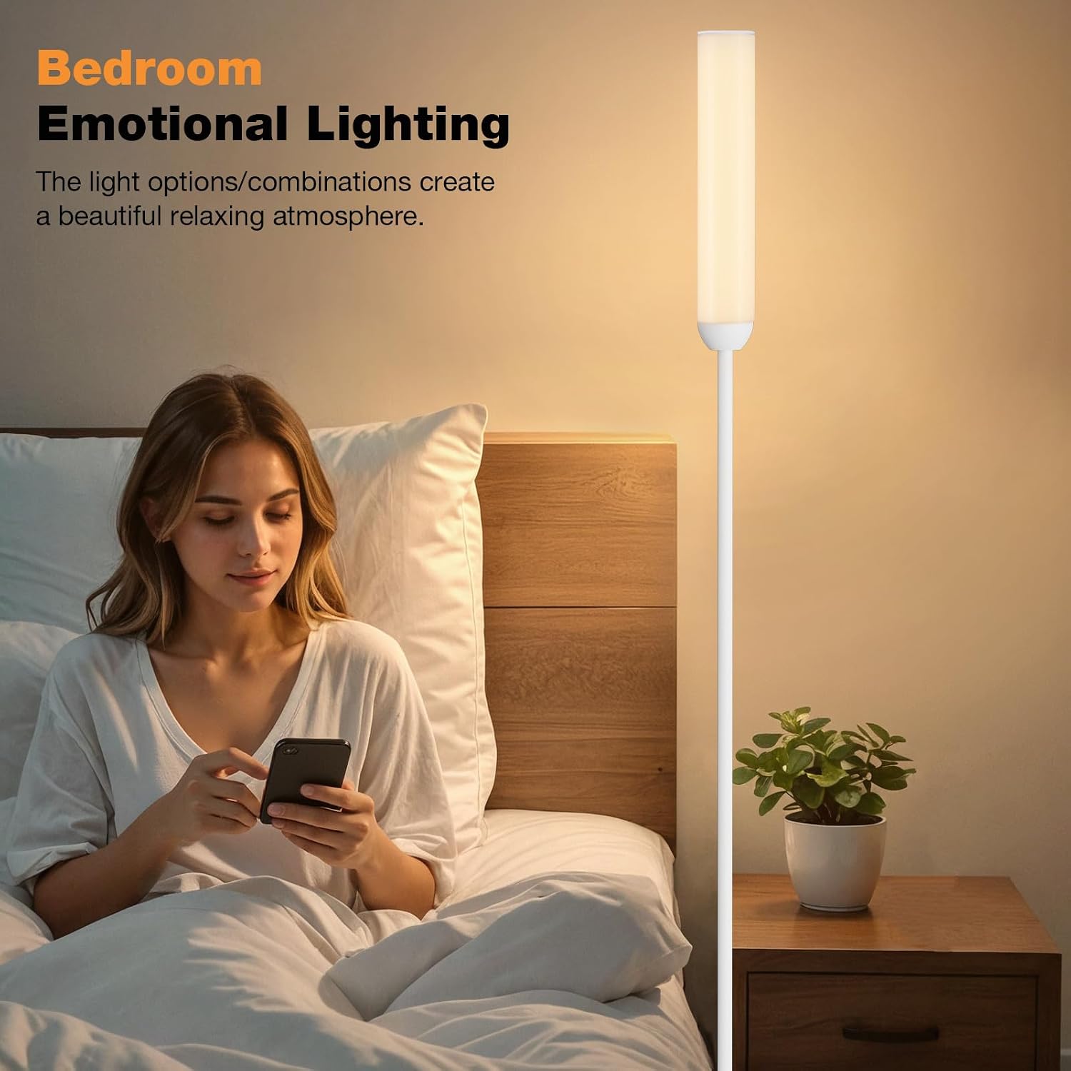 Ambimall LED Floor Lamp with Remote Control, 65" Standing lamp with Stepless Adjustable 3000K-6500K Colors & 30-100% Brightness, Foot…