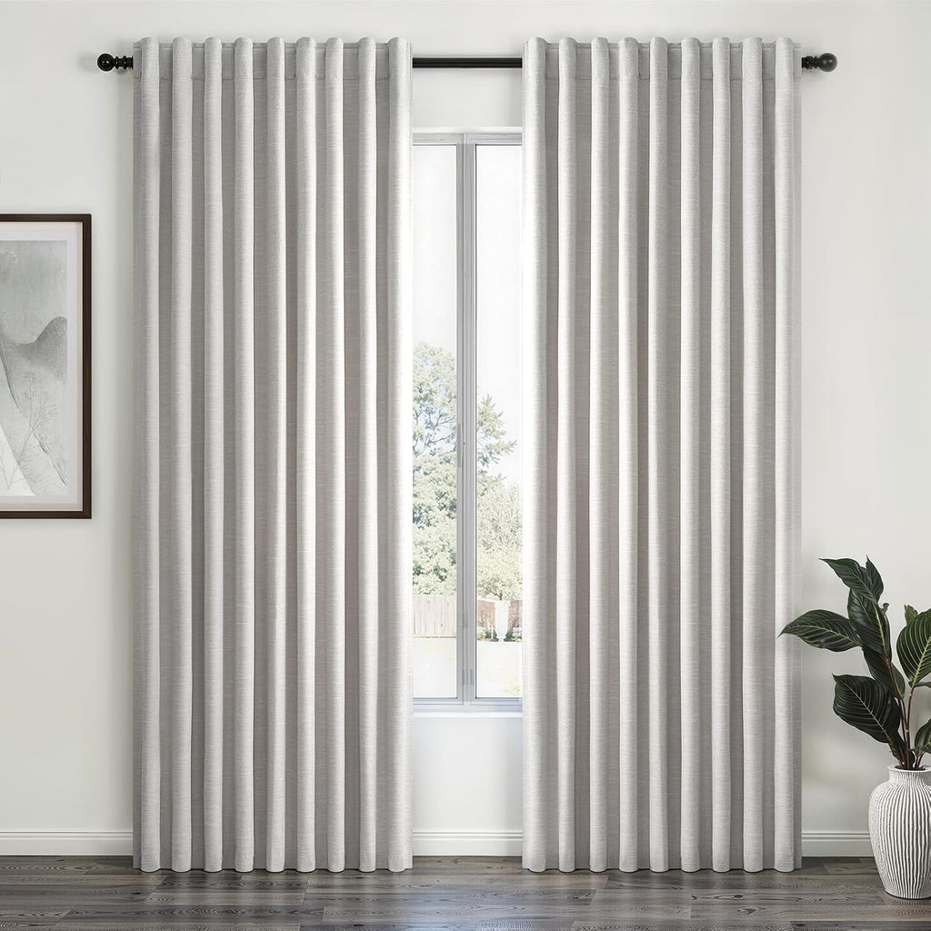 Topfinel Extra Wide Total Blackout 96 Inch Curtains 70 Inches Wide for Living Room 2 Panels Modern Linen Blackout Curtain for Large Window…