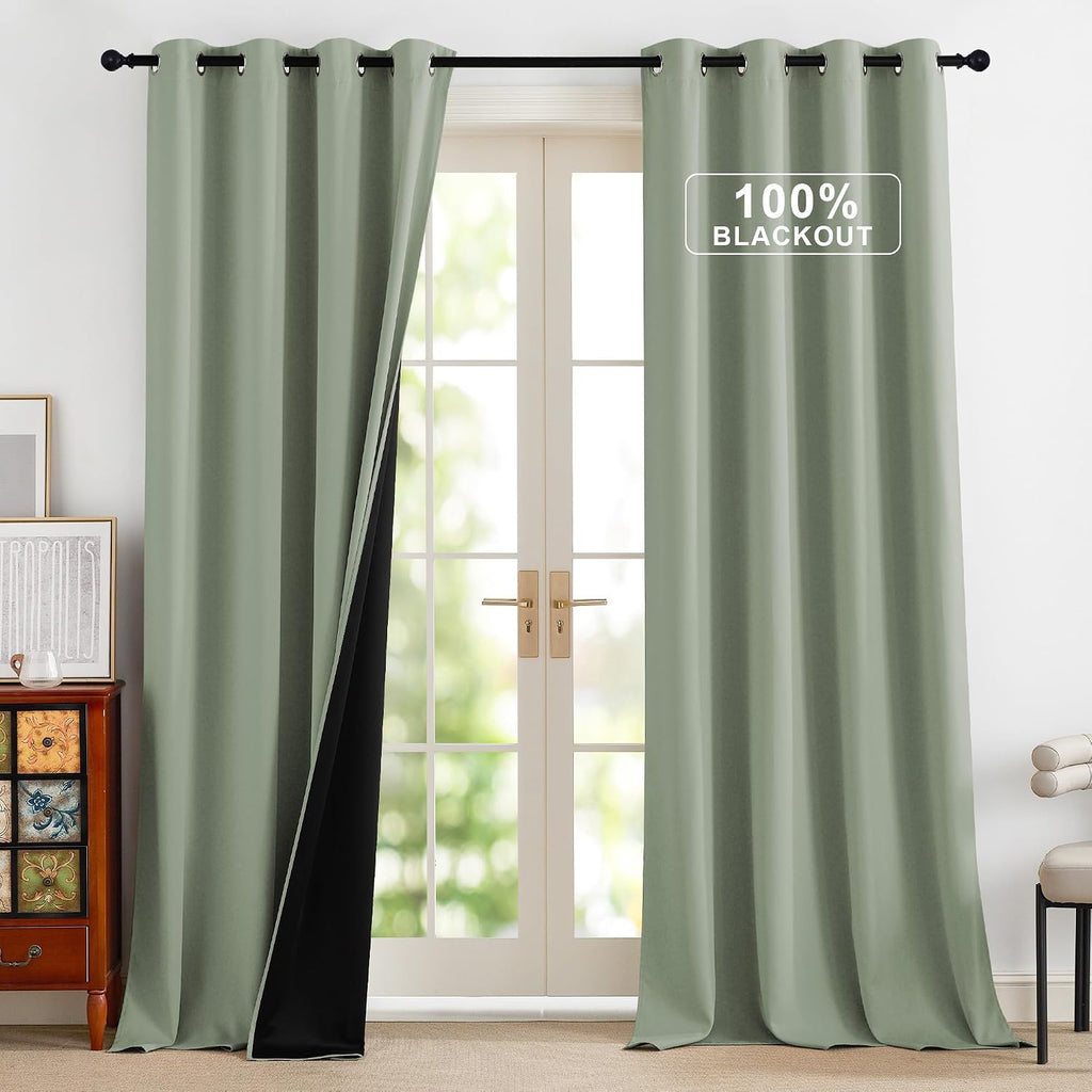 NICETOWN 100% Blackout Curtains 90 Inch Length for Bedroom, Privacy Thermal Insulated Grommet Room Darkening Window Drapes for Living…