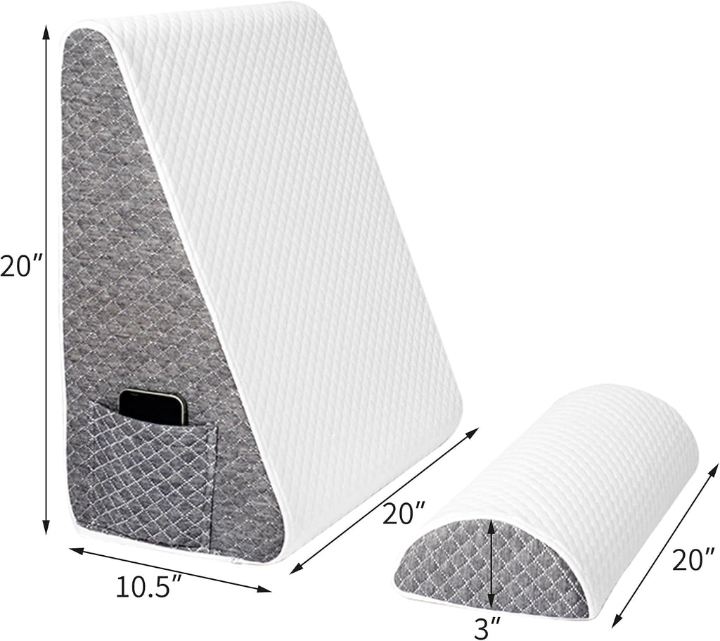 2PCS Wedge Pillow Set for After Surgery, Adjustable Bed Wedge Pillow Headboard with Memory Foam Neck Cushion – for Acid